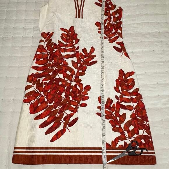Taylor Textured Fern Print Sleeveless Sheath Dress Women's 4 | Cream & Rust NWT - Picture 9 of 11